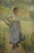 Elisabeth Keyser Fransk bondflicka med mjolkspannar oil painting on canvas
